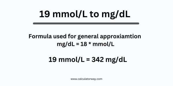 19 mmol/l to mg/dl
