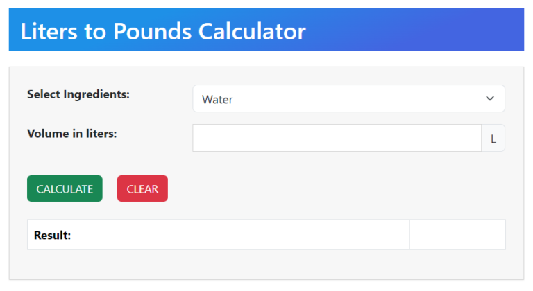 liters to pounds calculator