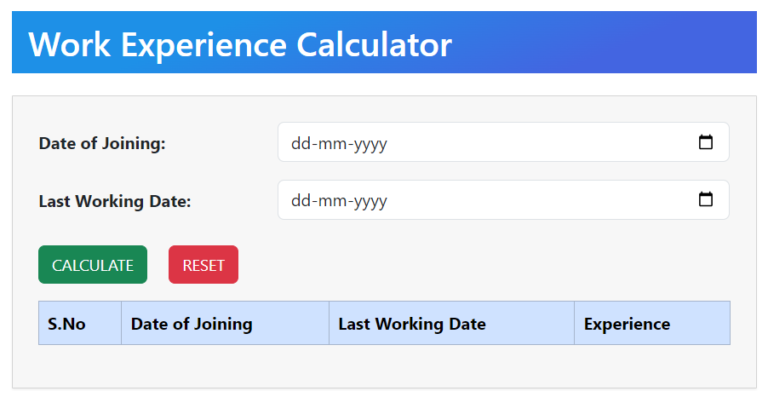 work experience calculator